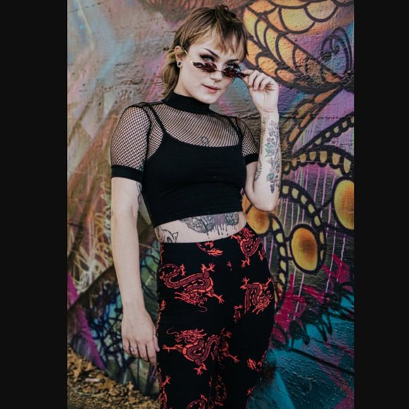 Chinese Dragon High Waisted Bell Bottoms - Picture 4 of 5